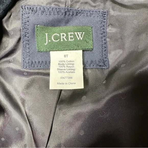 J. Crew Navy Blue Velvet Two Button Blazer Womens Size 8T - Picture 5 of 6